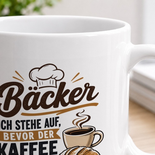 Tasse »Bäcker – Ich stehe auf, bevor der Kaffee wach ist«
