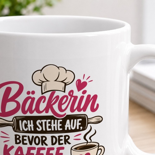 Tasse »Bäckerin – Ich stehe auf, bevor der Kaffee wach ist«