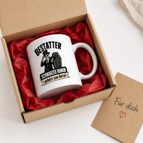 Tasse »Bestatter – Schwarzer Humor gehört zum Beruf«