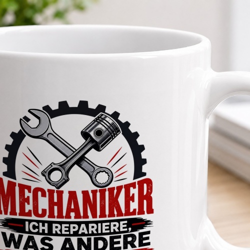 Tasse »Mechaniker – Ich repariere, was andere aufgegeben haben«