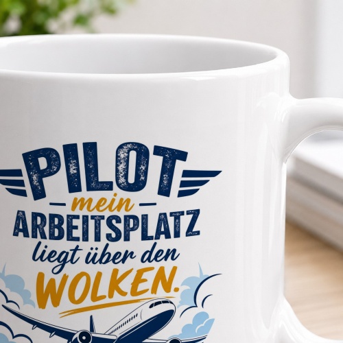 Tasse »Pilot – Mein Arbeitsplatz liegt über den Wolken«