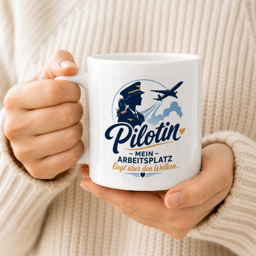 Tasse »Pilotin – Mein Arbeitsplatz liegt über den Wolken«