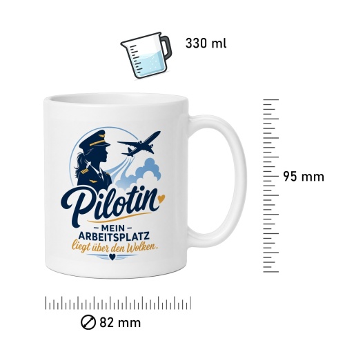 Tasse »Pilotin – Mein Arbeitsplatz liegt über den Wolken«