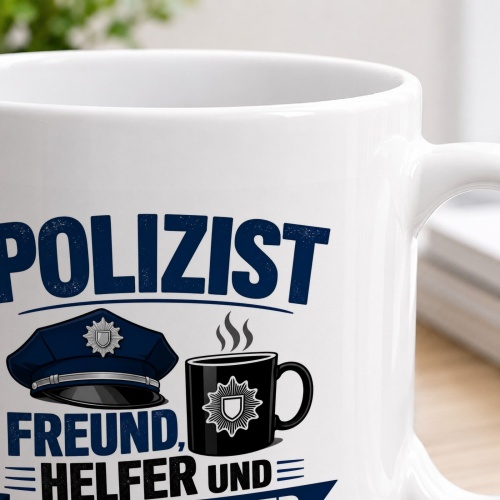 Tasse »Polizist Freund, Helfer und Kaffeetrinker«