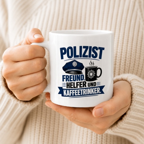 Tasse »Polizist Freund, Helfer und Kaffeetrinker«