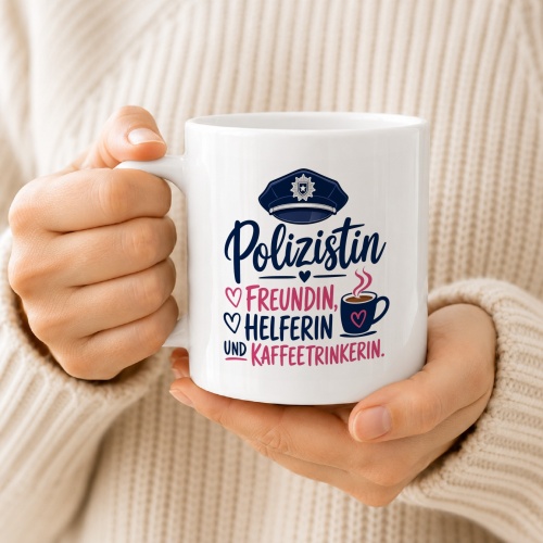 Tasse »Polizistin – Freundin, Helferin, Kaffeetrinkerin«