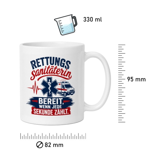 Tasse »Rettungssanitäterin – Bereit, wenn jede Sekunde zählt«