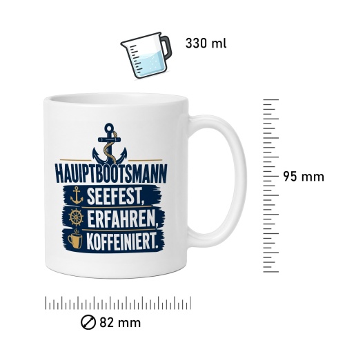 Tasse »Hauptbootsmann – Seefest, Erfahren, Koffeiniert«