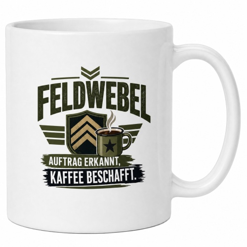 Tasse »Feldwebel – Auftrag erkannt, Kaffee...