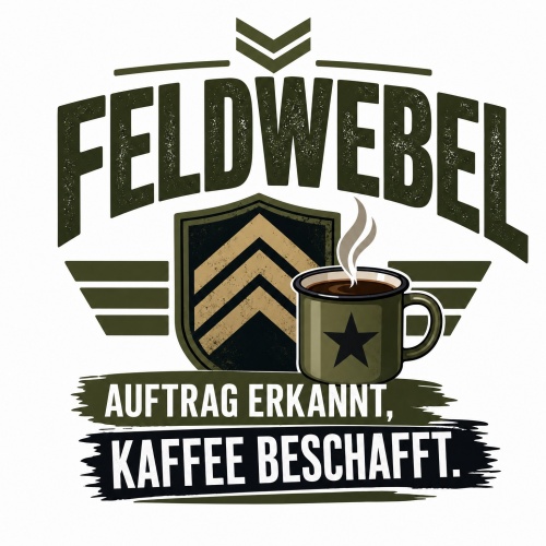 Tasse »Feldwebel – Auftrag erkannt, Kaffee...