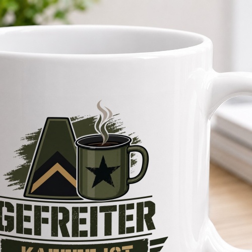 Tasse »Gefreiter – Kaffee ist Teil der Ausrüstung«