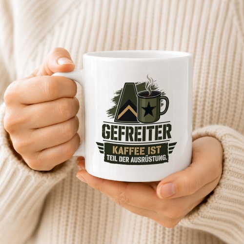 Tasse »Gefreiter – Kaffee ist Teil der Ausrüstung«