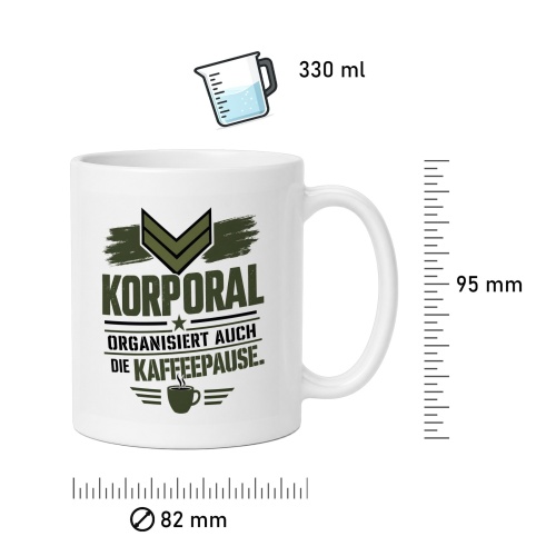 Tasse »KORPORAL organisiert auch die Kaffeepause«