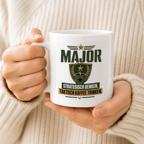 Tasse »Major – Strategisch denken, taktisch Kaffee trinken«