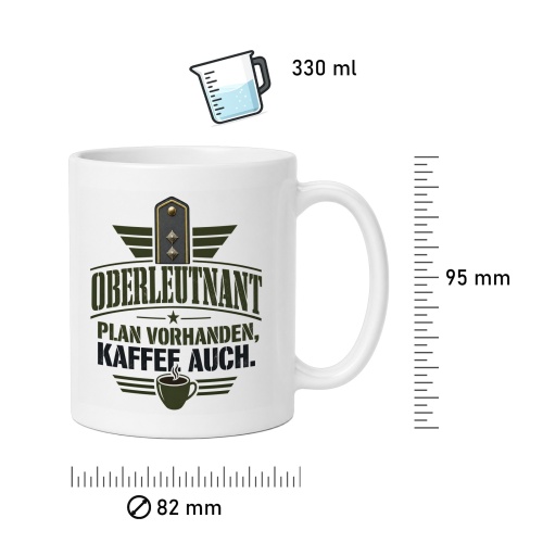 Tasse »Oberleutnant – Plan vorhanden, Kaffee auch.«