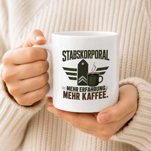 Tasse »Stabs­korporal – Mehr Erfahrung, mehr Kaffee«