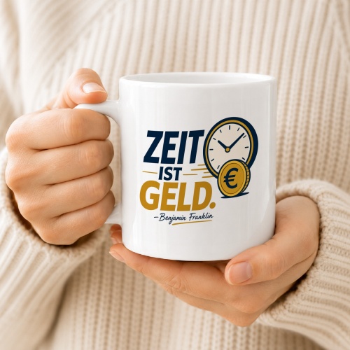 Tasse »Zeit ist Geld. – Benjamin Franklin«