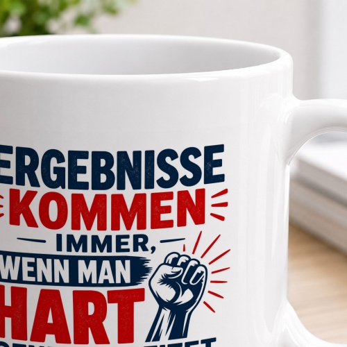 Tasse »Ergebnisse kommen immer, wenn man hart genug arbeitet«