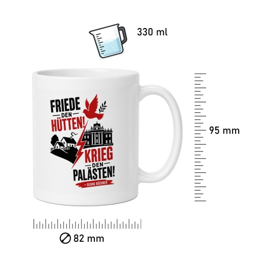 Tasse »Friede den Hütten! Krieg den Palästen!«