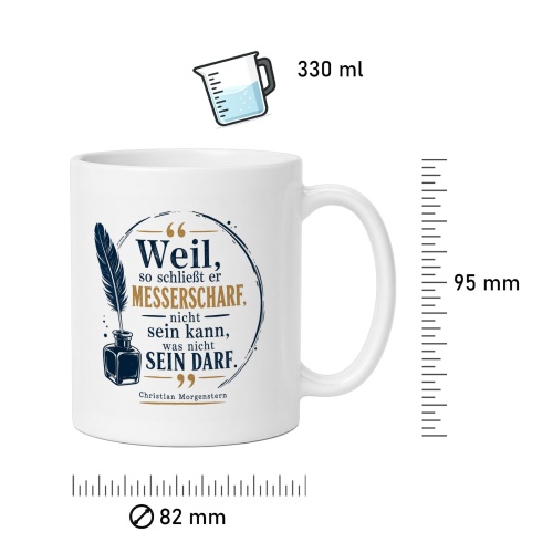 Tasse »Weil, so schließt er messerscharf ...«