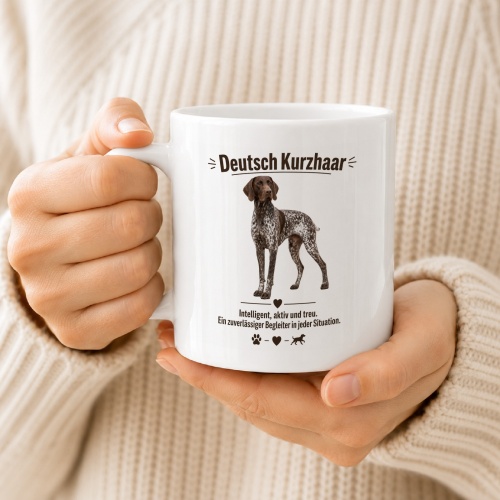 Tasse »Deutsch Kurzhaar – Intelligent, treu & aktiv«