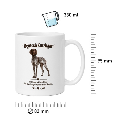 Tasse »Deutsch Kurzhaar – Intelligent, treu & aktiv«