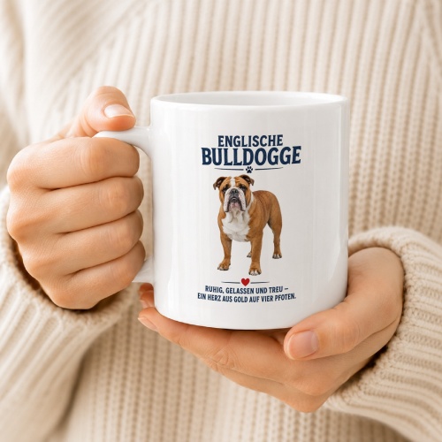 Tasse »Englische Bulldogge – Ruhig, gelassen und treu«