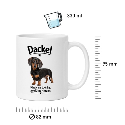 Tasse »Dackel – Klein an Größe, groß im Herzen.«