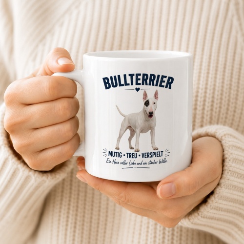 Tasse »Bullterrier – Mutig • Treu • Verspielt«