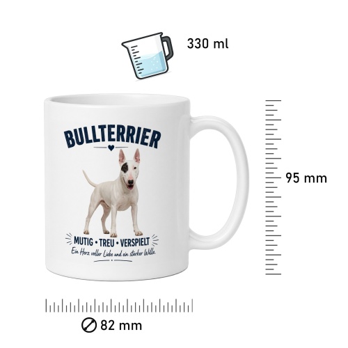 Tasse »Bullterrier – Mutig • Treu • Verspielt«