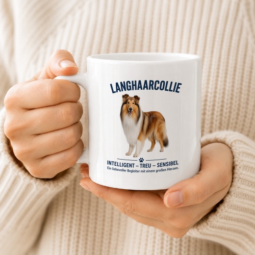 Tasse »Langhaarcollie – Intelligent, treu, sensibel«