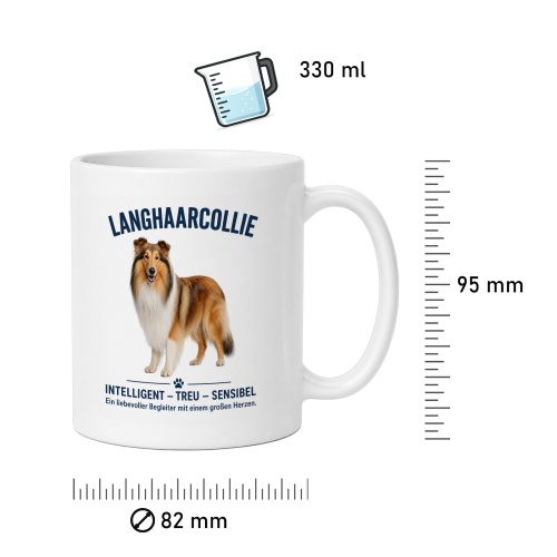 Tasse »Langhaarcollie – Intelligent, treu, sensibel«