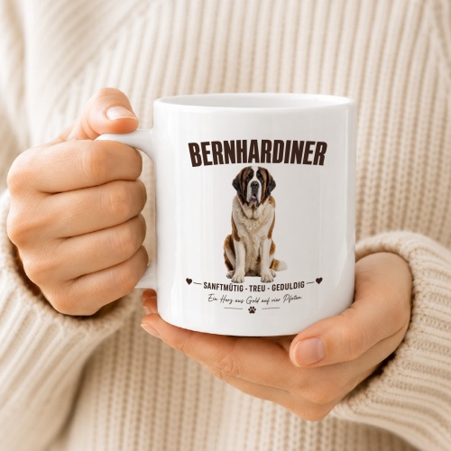 Tasse »Bernhardiner – Sanftmütig. Treu. Geduldig.«