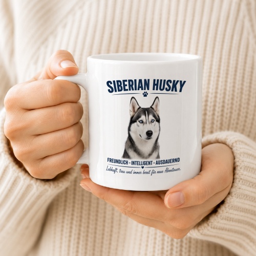 Tasse »Siberian Husky – Freundlich, Intelligent, Ausdauernd«