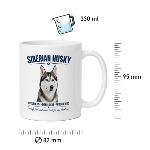 Tasse »Siberian Husky – Freundlich, Intelligent, Ausdauernd«