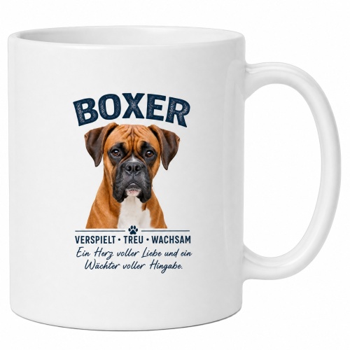 Tasse »Boxer – verspielt, treu, wachsam«