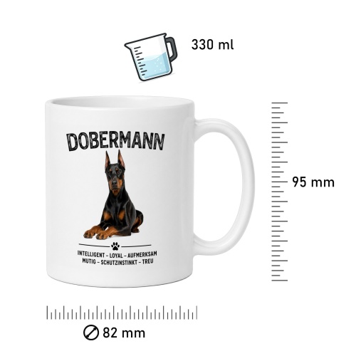 Tasse »Dobermann – Intelligent, Loyal, Mutig«