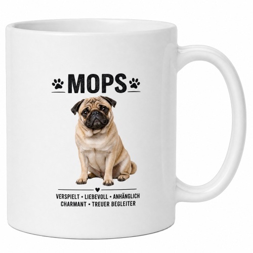 Tasse »Mops – verspielt & treu«
