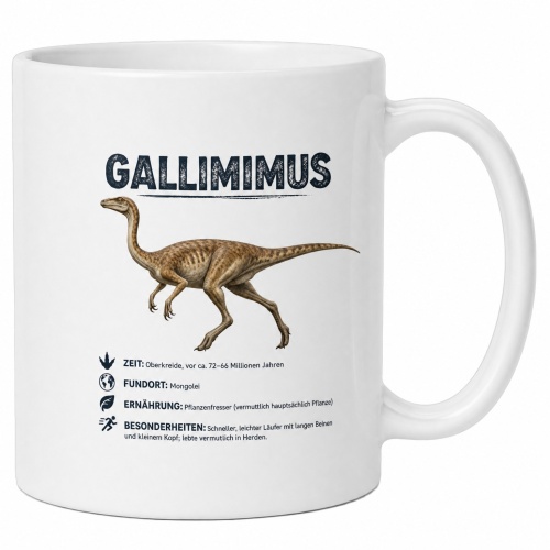Tasse »Gallimimus – Dinosaurier Info«