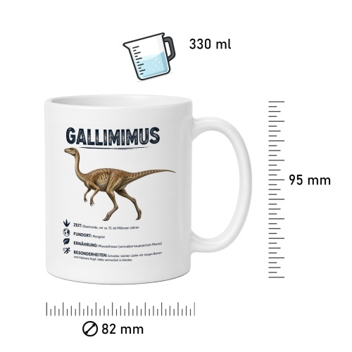 Tasse »Gallimimus – Dinosaurier Info«