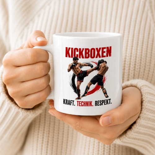 Tasse »Kickboxen – Kraft. Technik. Respekt.«