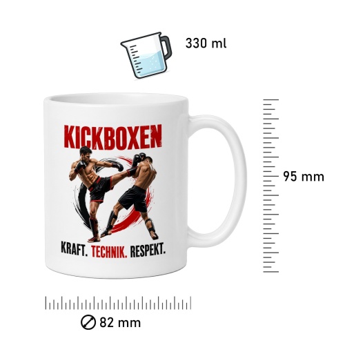 Tasse »Kickboxen – Kraft. Technik. Respekt.«