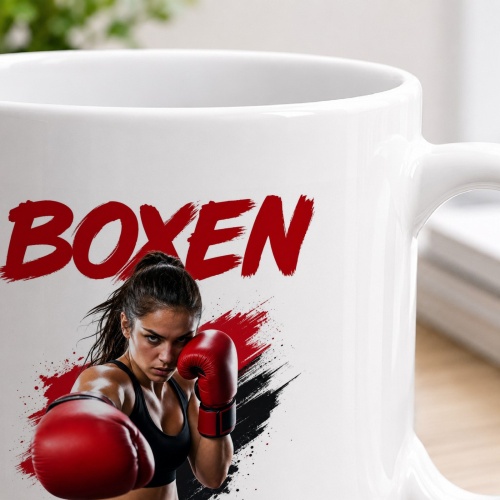 Tasse »Boxen – Deckung hoch. Zweifel runter.«