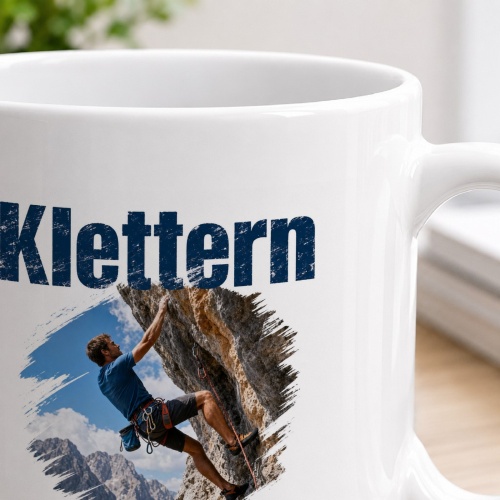 Tasse »Klettern – Hoch hinaus. Griff für Griff.«