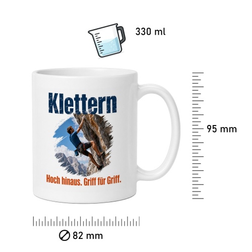 Tasse »Klettern – Hoch hinaus. Griff für Griff.«