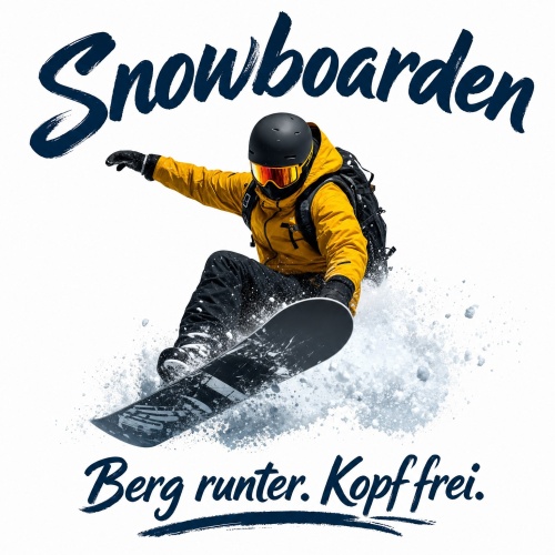 Tasse »Snowboarden – Berg runter. Kopf...