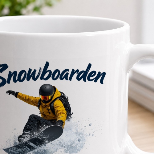 Tasse »Snowboarden – Berg runter. Kopf frei.«