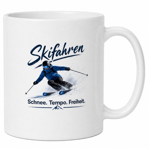 Tasse »Skifahren – Schnee. Tempo....