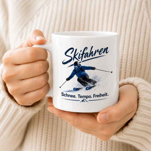 Tasse »Skifahren – Schnee. Tempo. Freiheit.«