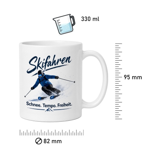 Tasse »Skifahren – Schnee. Tempo. Freiheit.«